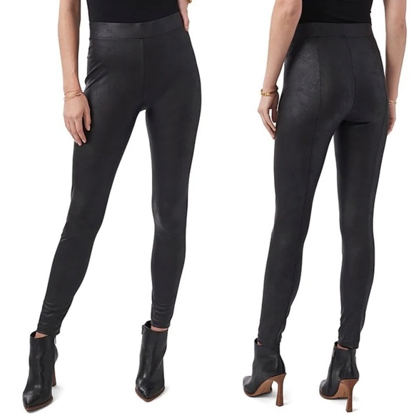 NWT Vince Camuto Coated Ponte High Rise Pull-On Leggings in Black Sz. 3X - Picture 1 of 3